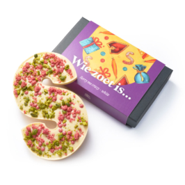 witte chocoladeletter framboos pistache