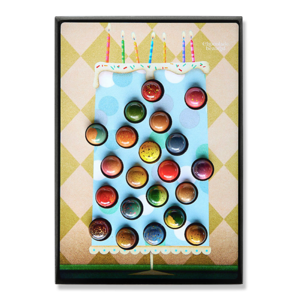 verjaardag bonbons taart blauw