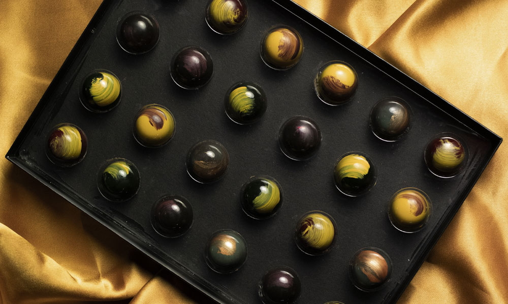 een originele nieuwjaarswens van chocolade