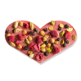 ruby chocoladehart met karamel framboos