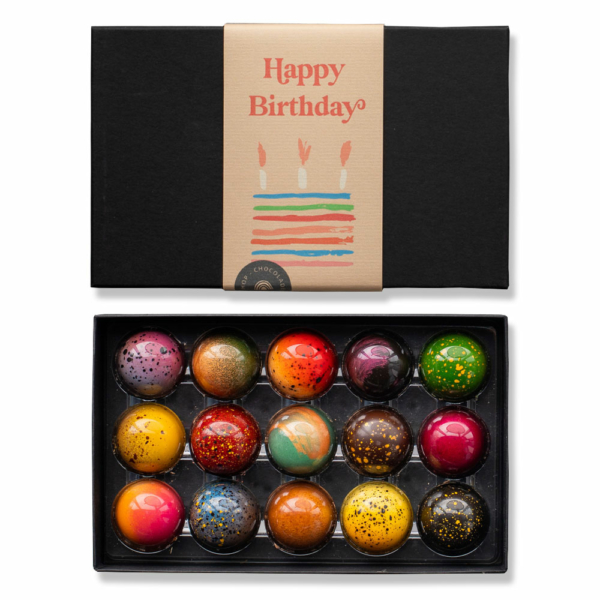 happy birthday chocolade 15 bonbons