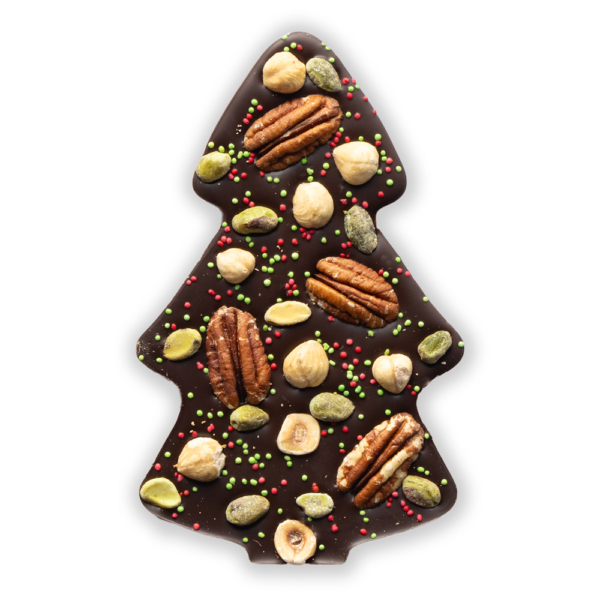 vegan chocolade kerstboom met noten