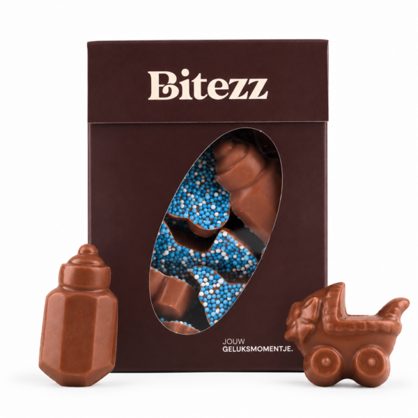 Chocolade wiegje flesje blauw
