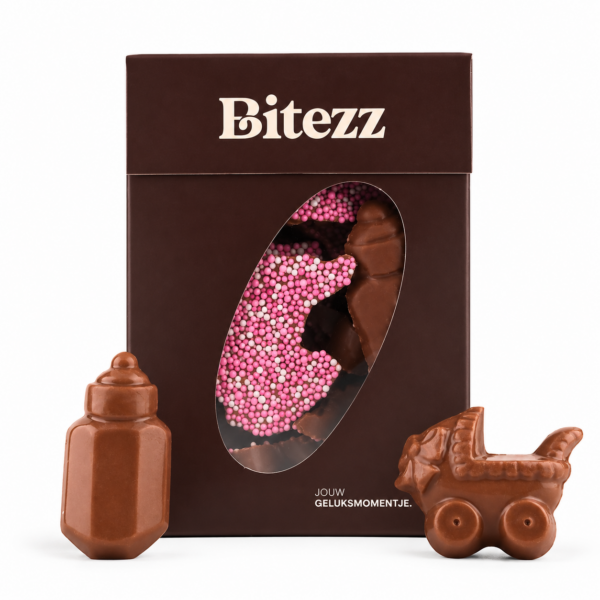 Chocolade wiegje flesje roze
